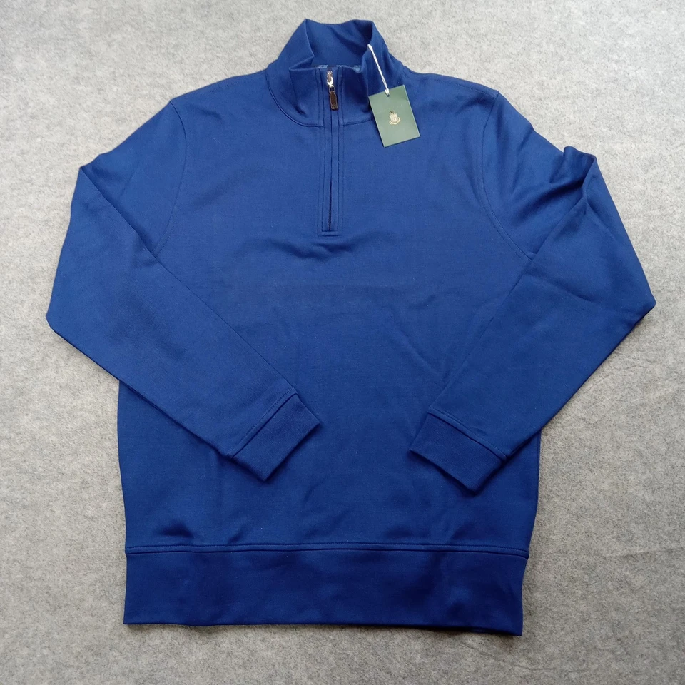Robert Talbott Sweater Mens Medium Blue Pima Cotton Quarter Zip Knit Pullover - Image 1 of 4