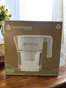 Clearly Filtered 8 Cup Water Filtration System Pitcher Filter Included NEW - Picture 1 of 6