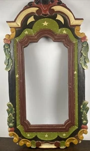 Hand Carved Folk Art Celestial Motif Frame Latin America 27x15 Large - Picture 1 of 5