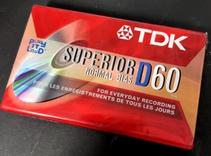TDK D60 High Output Superior Normal Bias Blank Audio Cassette Tape - Picture 1 of 2