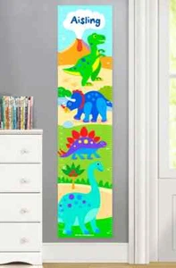 Dinosaur Land Kids / Baby's Personalized Canvas Growth Chart for Boys - Picture 1 of 2