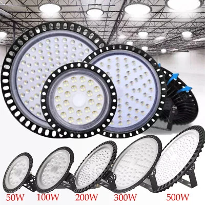 UFO LED Hallenbeleuchtung 50-500W Hallenleuchte High bay Hallenstrahler Lampe - Bild 1 von 4