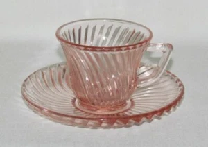 Federal Glass DIANA Pink Demitasse Cup and Saucer - Picture 1 of 2