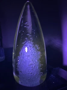 Glass Sculpture Paperweight 8 1/2" Sea Foam Green Glows Lilac w UV 1950-60s - Picture 1 of 17