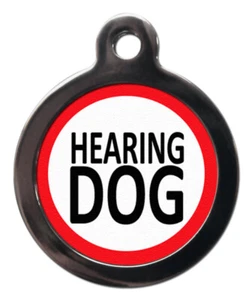 Pet ID tag  Assistance dog HEARING DOG  tag  32mm or 24mm personalised - Picture 1 of 2