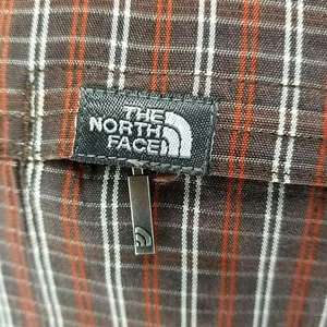 THE NORTH FACE Plaid Shirt Brown Orange L/S Button Front Logo Men's M $79 VEUC! - Picture 1 of 9