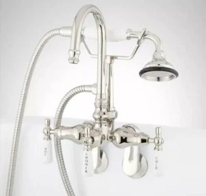 Signature Hardware Gooseneck Tub-Wall-Mount Faucet Hand Shower, Polished Nickel - Picture 1 of 1