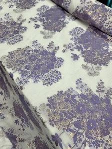 Lavender Lilac Brocade Fabric By the Yard 57" Wide On White Textured ORGANZA - Bild 1 von 10