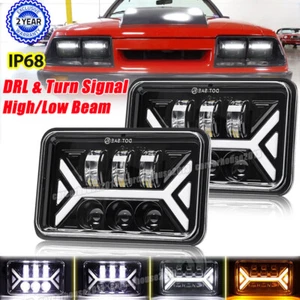 Black LED Headlights 4x6'' Hi/Lo Beam DRL DOT for Ford LTD Thunderbird Mustang - Picture 1 of 12
