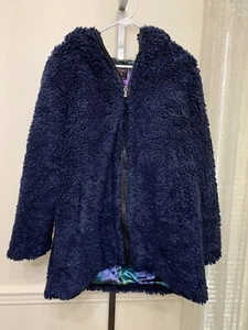Cappotto pelliccia sintetica Isaac Mizrahi Live Curly-Dark Navy-Reg 8 NUOVO-A462319 - Foto 1 di 3