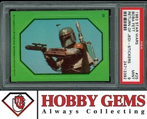 BOBA FETT PSA 9 1983 Star Wars Return of the Jedi Sticker Green #25 - Picture 1 of 2