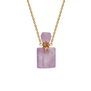 Natural Amethyst Quartz Crystal Perfume Bottle Pendant Healing Charms Jewelry - Picture 1 of 1