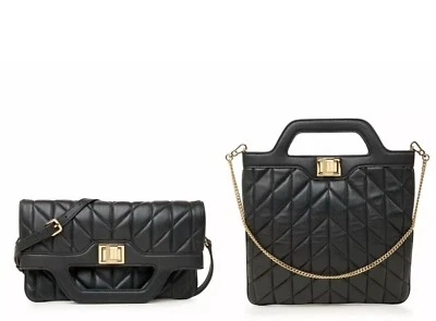 NUEVO KARL LAGERFELD Paris Lafayette Bolso/Bolso de Mano Convertible Cuero Cordero Negro Foto 1 de 4