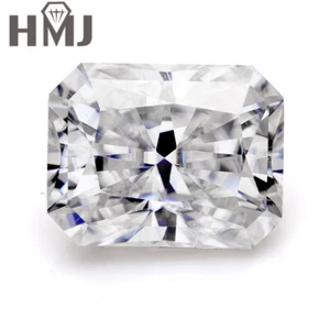 Top Colors Radiant Crushed Ice Cut High Carbon Diamond Moissanite Loose - Picture 1 of 32