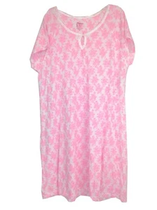 Nightgown White Pink Floral Night Gown Cotton Blend Hanes 121693  - Picture 1 of 1
