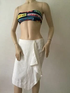 NUEVA Falda Roberto Cavalli Verano Blanca Tejida en Cascada Detalle (Talla 4) - Imagen 1 de 12