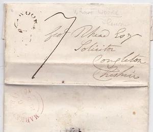 1839 CARTA DE MATASELLOS DE DRAYTON DEL MERCADO ROJO FLORÓN WOORE SHROPSHIRE >CONGLETON - Imagen 1 de 2