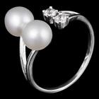 NATURAL 6MM FRESH WATER PEARL CUBIC ZIRCONIA IN STERLING SILVER 925 RING SIZE 7