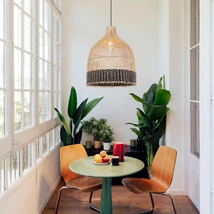 Arturesthome Handmade Woven Lampshade Rattan Pendant Light for Kitchen Island US - Picture 1 of 14