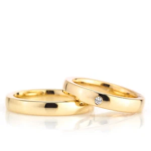 Silver 925 Wedding Band Gold Cubic Zirconia 1 Pair T-1014 Wedding Wedding Wedding Love - Picture 1 of 1