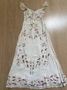 Anthropologie Farm Rio Quintana Maxikleid weiß bestickt Blumen 2 passt ~ 0-2 - Bild 1 von 15