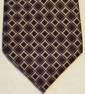 FERRELL CAÑA PÚRPURA AZUL MARINO BRONCE PLATA DISEÑO GEOMÉTRICO SEDA CORBATA/ROPA PARA EL CUELLO EE. UU. Foto 1 de 4