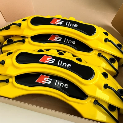 S Line Yellow Brake Caliper Covers Set Audi A3 A4 A5 A6 Q5 Q7 RS4 RS6 Q2 Q3 4PCS - Image 1 of 4