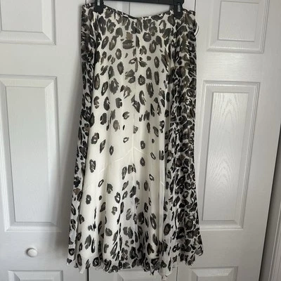 Talbots Womens Leopard Animal Print Chiffon Midi Skirt Sz 12 Career Corpcore - Image 1 of 4