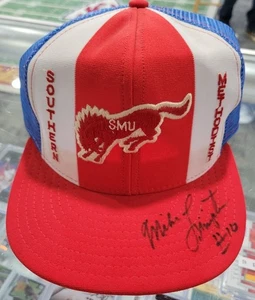 SIGNED Mike Livingston Lucky Stripes Southern Methodist University Hat Mustangs - Picture 1 of 5