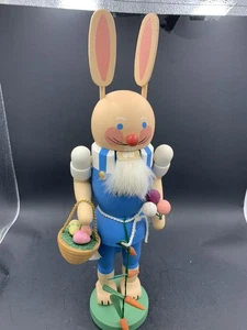Vintage Erzgebirge Nutcracker Easter Rabbit Bunny with Tag Made in Germany - Picture 1 of 14