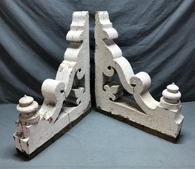 Par de soportes de ménsulas de techo con acabado de bellota 21x26 grandes en mal estado de colección antiguos 1760-25B Foto 1 de 4