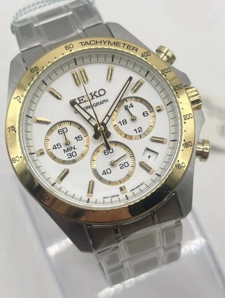 Orologio Uomo SEIKO Spirit SBTR024 Cronografo Quarzo Acciaio Inox Oro Regalo