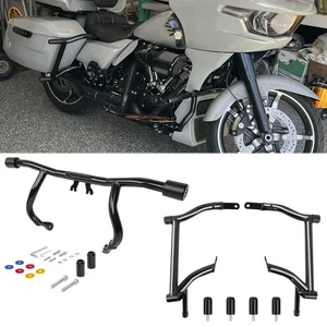 Front Rear Crash Bar Flat-Out Bar for Harley Street Glide Road Glide 2014-2025 - Foto 1 di 20