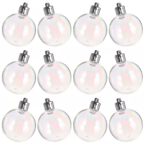 12 Pcs Pearl Bubble Ball Xmas Baubles Christmas Balls Decorations - Picture 1 of 12