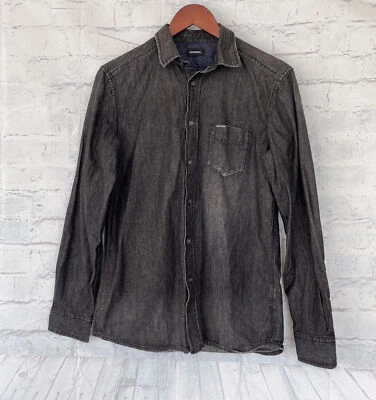 Camisa vaquera Diesel de manga larga con botones para hombre - negra carbón - mediana Foto 1 de 4