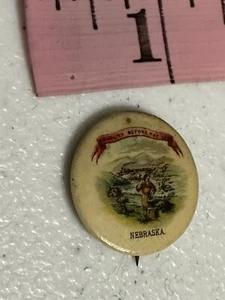 Nebraska State Seal Sweet Caporal Cigarettes Whitehead & Hoag Pinback Button - Picture 1 of 2