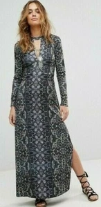 Maxi Vestido Free People Talla M Cabaret Plunge Falda con ojo de cerradura Falda Cortada Mangas Largas - Imagen 1 de 4
