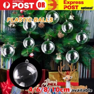 Up to 100x Clear Plastic Ball Christmas Baubles Fillable Xmas Tree Ornament Deco - Picture 1 of 15
