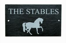 Engraved Slate House Door Gate Plaque Sign Horse "THE STABLES"