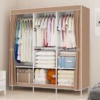 Canvas Fabric Wardrobe Portable Large Clothes Closet Storage Cupboard Dust Proof