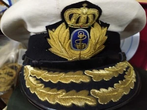 AMAZING VINTAGE GREEK HELLENIC ROYAL NAVY SUPREME OFFISER UNIFORM SUMMER HAT - Picture 1 of 7