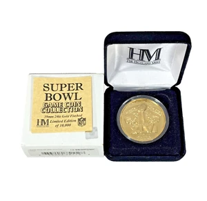 Super Bowl XLVI 46 Spiele Münzsammlung 39mm 24kt Gold Flip The Highland Mint - Bild 1 von 19