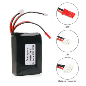 Crazepony 4000mAh 2S Lipo Battery 8C / 16C 7.4V JST JR Plug for Spektrum DX9 DX8 - Picture 1 of 8