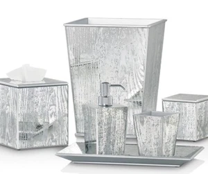 Labrazel Bios Silver 4pc Set Tray,Tissue Holder,Soap Dispenser,Waste Basket NIB - Picture 1 of 12