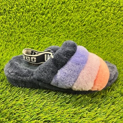 Ugg Fluff Yeah Womens Size 6 Multicolor Purple Fur Walking Comfort Slide Slipper - Image 1 of 4