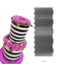 Stainless Steel Cake Scraper Large Double Sided Patterned Edge Stripe Edge Comb