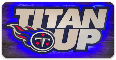 Tennessee Titans TITAN UP Slogan word logo on colored blue background MAGNET Cover