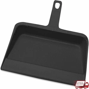 Heavy Duty Plastic Dust Pan 12 Inch Large Capacity Efficient Cleanup Tool Black - Picture 1 of 2