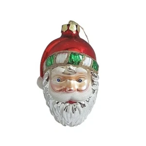 Vintage mundgeblasenes Glas Weihnachtsmann Kopfschmuck Weihnachten Weihnachtsbaumschmuck Akzent - Bild 1 von 11
