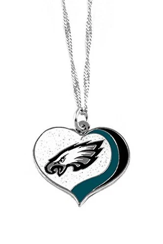 NFL Philadelphia Eagles Sports Team Logo Glitter Heart Necklace Cover